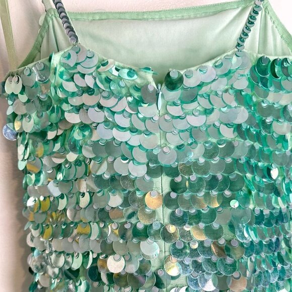 MAC DUGGAL Paillette Square Neck Cocktail Minidress in Mint Size X-Small - Picture 8 of 9